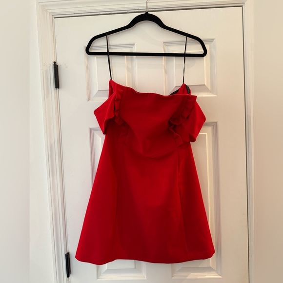 NWT BA&SH Red Mini Off The Shoulder Strapless Dress Size 2 Medium Womens Size 8 - Picture 3 of 6